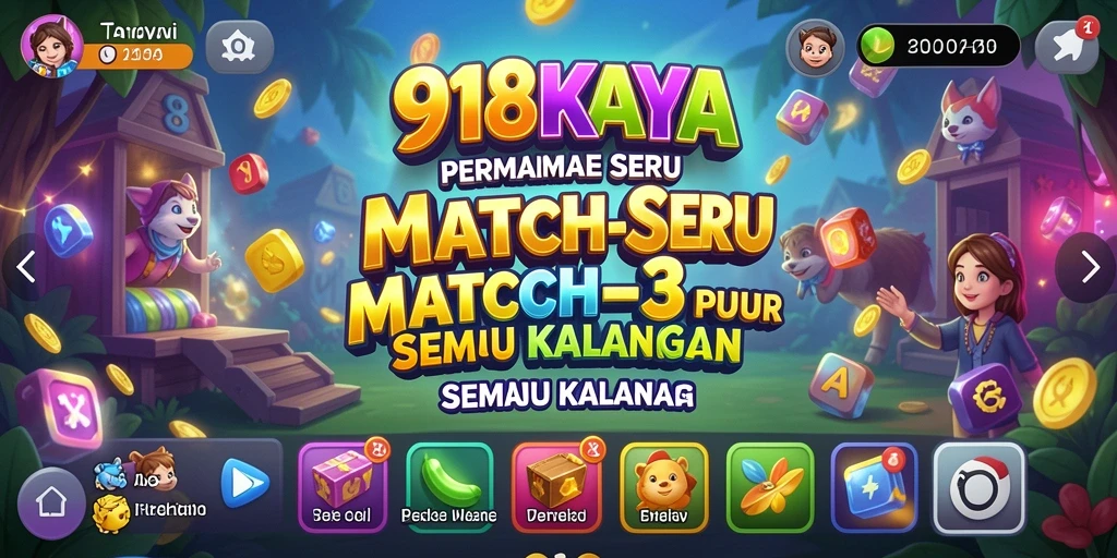 Screenshot gameplay 918KAYA menunjukkan keseruan mencocokkan item.