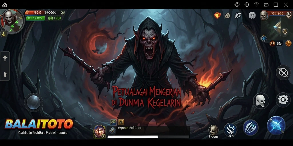 Screenshot menampilkan gameplay mencekam BALAITOTO di kegelapan.