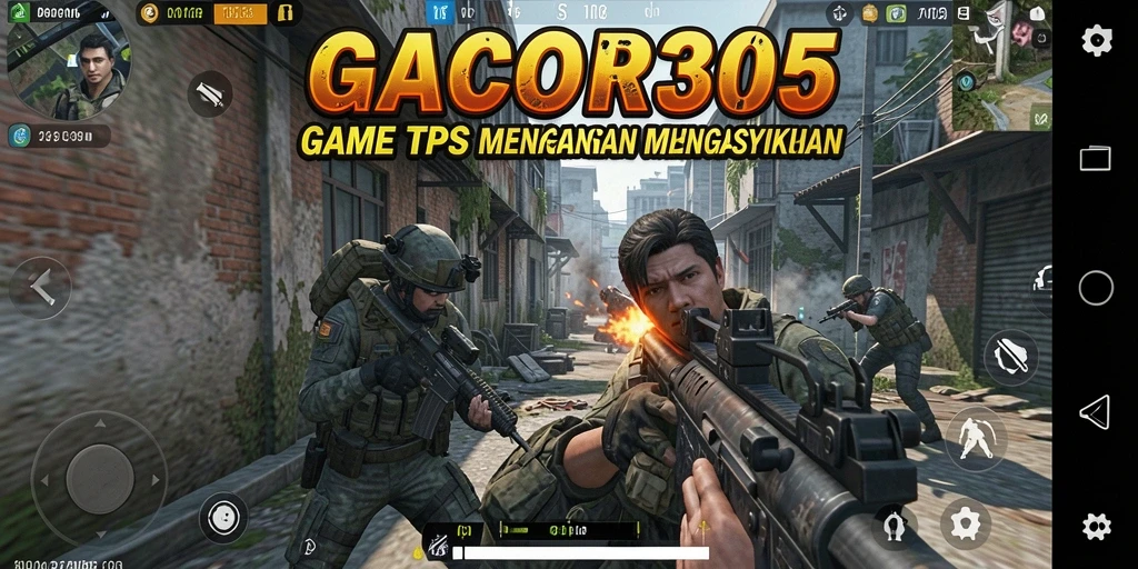 Tampilan gameplay mendebarkan dari GACOR305 dengan aksi TPS intens.