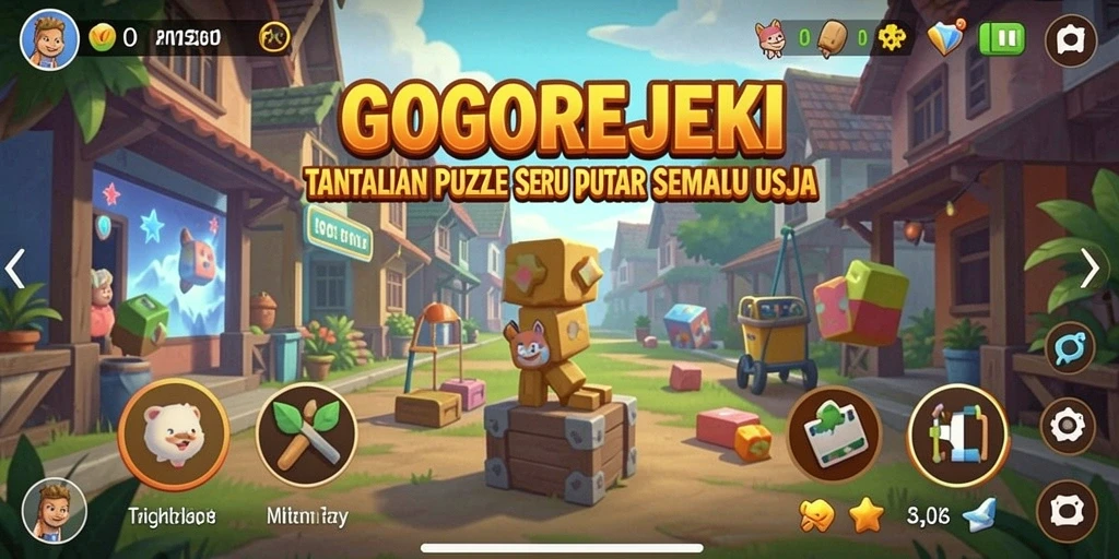 Tampilan gameplay menarik dari GOGOREJEKI saat menyelesaikan puzzle.