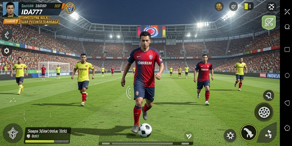 Tampilan gameplay seru dalam IDA777 dengan aksi sepak bola mendebarkan.
