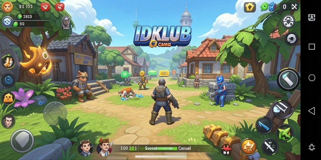 Tampilan gameplay seru dalam IDKLUB dengan warna-warni yang menarik.