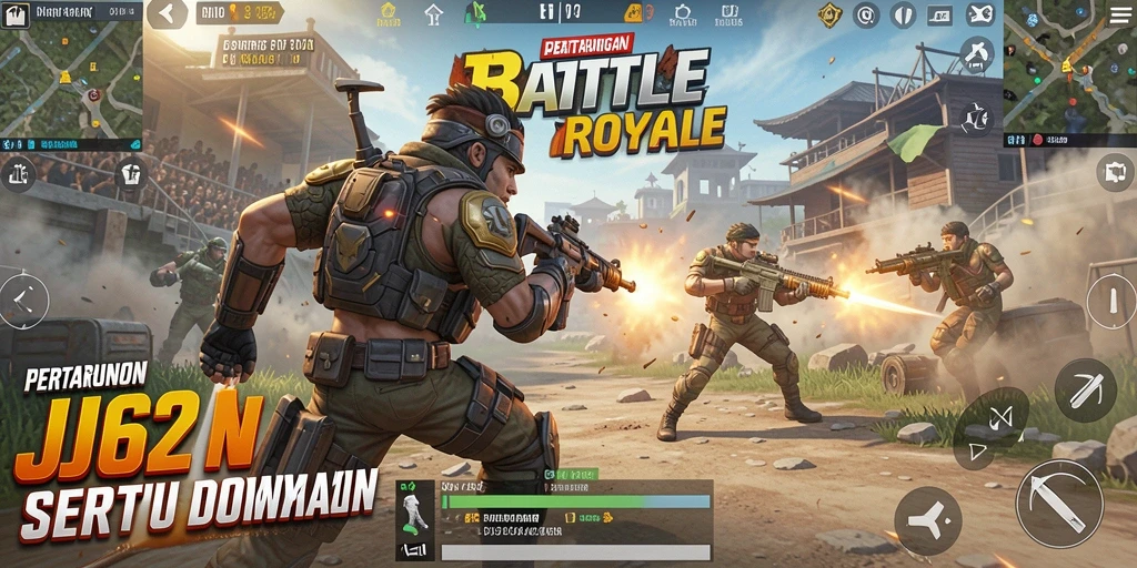 Gameplay intens dan seru dalam pertempuran Battle Royale di JJ62.