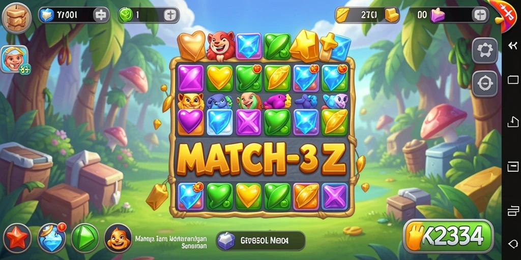 Tampilan gameplay Match-3 yang penuh warna dan menantang.