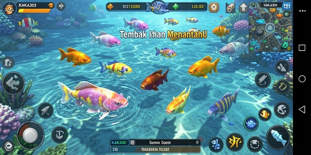 Screenshot KAKA303 menampilkan gameplay menembak ikan yang seru dan menarik.