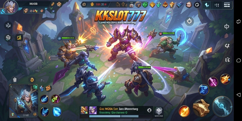 Tampilan gameplay KKSLOT777 yang penuh aksi di arena pertempuran.