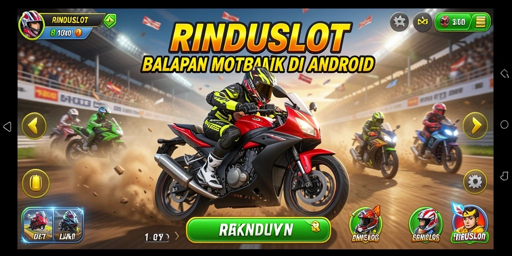 Tampilan menarik dari gameplay balapan motor RINDUSLOT.