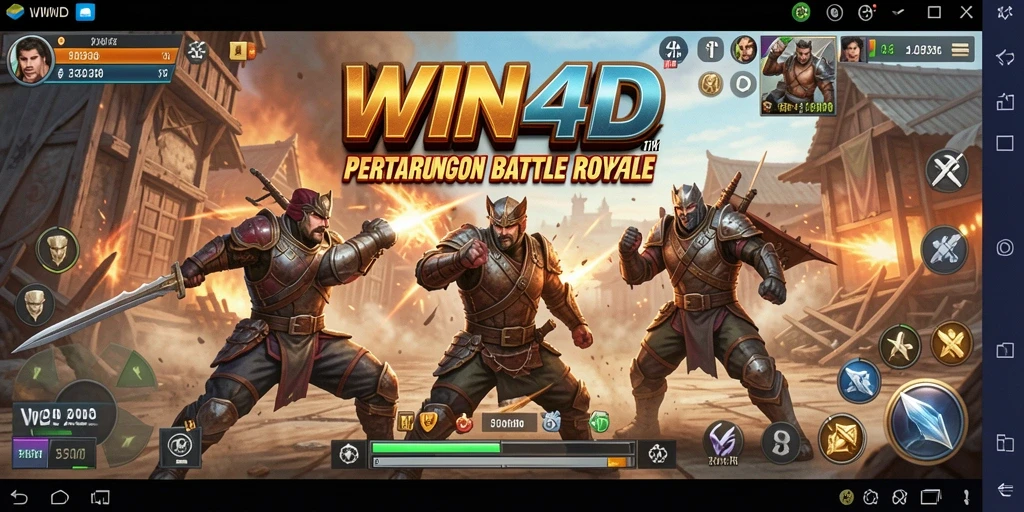 Gameplay menegangkan dalam WIN4D dengan pertarungan sengit antar pemain.
